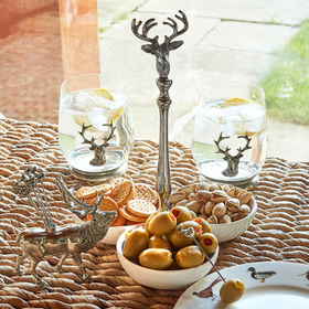 Metal & Ceramic Stag Triple Nibbles Bowl