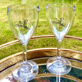 A Pair of Pheasant 11 oz Polycarbonate Large Wine Glasses