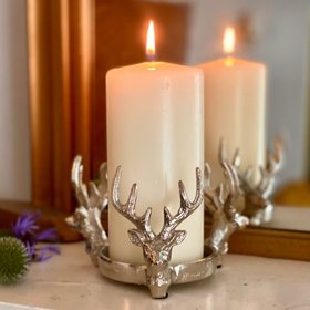 Three Stag Heads Pillar Candle/Bottle Holder
