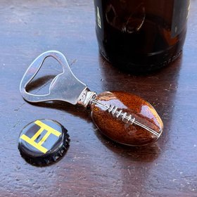 NEW Enamel Vintage Brown Rugby Ball Bottle Opener
