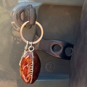 NEW Vintage Brown Enamel Rugby Ball Key Ring
