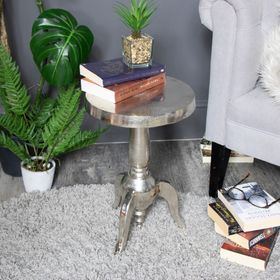 Small Silver Round Side Table