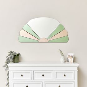 Pink & Green Arched Art Deco Wall Mirror 96cm x 48cm