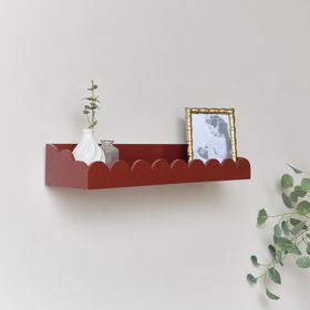 Large Oxblood Dark Red Scalloped Wall Storage Shelf - 61cm