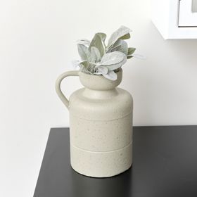 Medium Taupe Green & Gold Speckled Jug Vase - 26cm