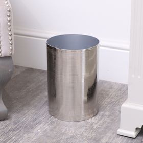 Silver Textured Metal Waste Bin