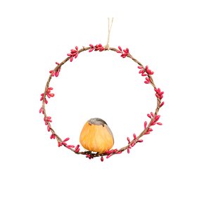 Large Round Robin Wreath Hanging Decoration - 20cm