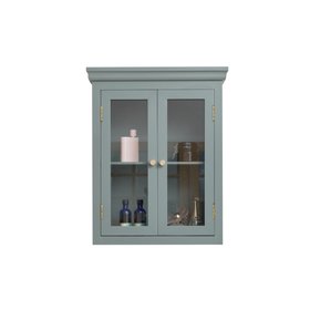 Green Glass Fronted Wall Cabinet - 52cm x 65cm