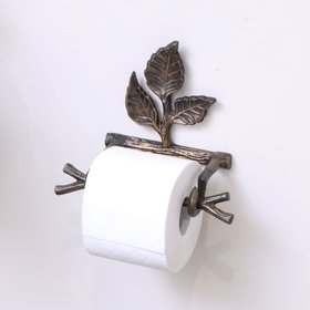 Antique Brass Leaf Detail Textured Toilet Roll Holder