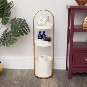 Gold and White Metal 3 Tiered Storage Caddy - 25cm x 35.5cm