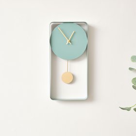 Teal Blue Metal Pendulum Wall Clock 41cm