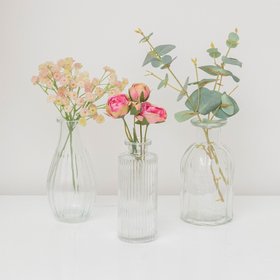 Set Of 3 Clear Glass Vases