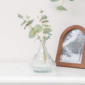 Large Clear Ribbed Glass Posy Vase