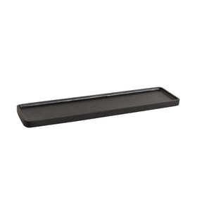 Large Rectangular Black Wood Decorative Tray - 58cm