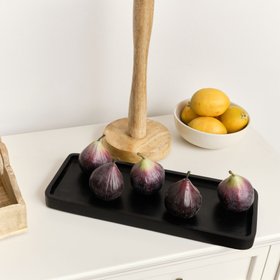 Black Wood Rectangular Wooden Tray - 34.5cm