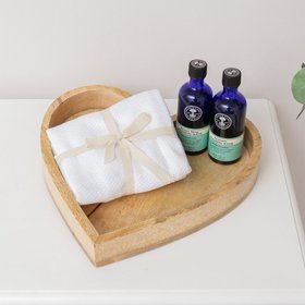 Mango Wood Decorative Heart Display Tray - 25cm