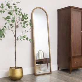 Large Bronze Framed Arched Wall & Leaner Mirror - 50cm x 180cm