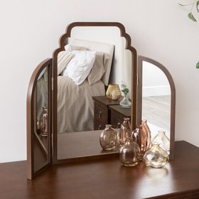 Dark Brown Wooden Arched Dressing Table Mirror - Georgian Range