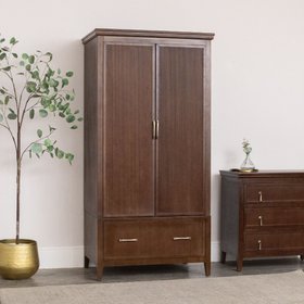 Dark Brown Wooden Reeded Wardrobe - Georgian Range