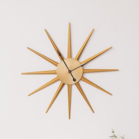 Gold Metal Starburst Detail Wall Clock - 60cm x 60cm