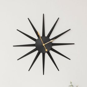Black Metal Starburst Detail Wall Clock - 60cm x 60cm