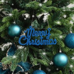 Navy Blue Glitter Merry Christmas Sign - 19.5cm