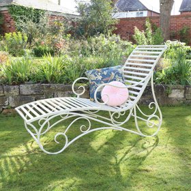 Large Cream Metal Sun Lounger - 58.5cm x 98.5cm