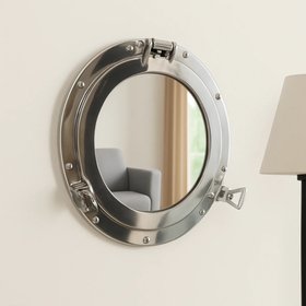 Silver Metal Porthole Mirror 28cm x 28cm