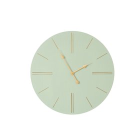 Large Green Wooden Grain & Gold Detailed Wall Clock - 70cm x 70cm
