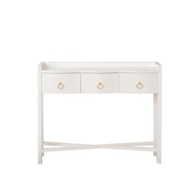 White Painted Curved 3 Drawer Console Table with Glass Top - Austin White Range