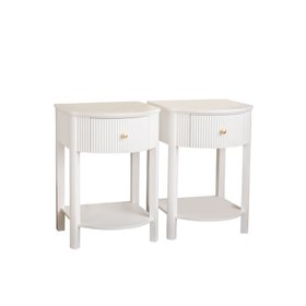 Pair of Reeded One Drawer Bedside Tables - Willow White Range