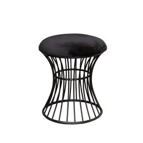 Black Metal Detailed Upholstered Dressing Table Stool