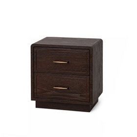 Dark Wood 2 Drawer Bedside Table - Kingsley Range