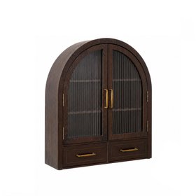 Dark Wood Arched Wall Mounted Cabinet - Kingsley Range