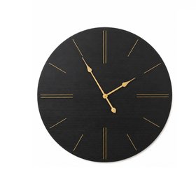 Large Black Wooden Grain & Gold Detailed Wall Clock - 70cm x 70cm