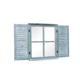 Distressed Green Shutter Style Garden Wall Mounted Mirror 60cm x 70cm