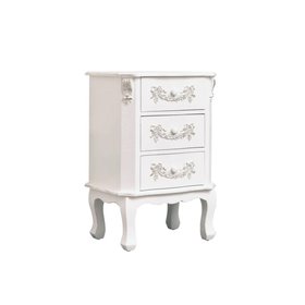 Antique White 3 Drawer Bedside Table - Pays Blanc Range