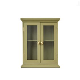 Olive Green Reeded Glass Wall Cabinet