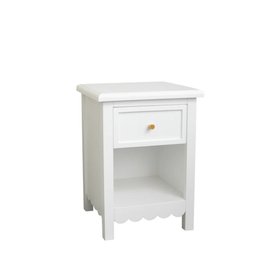 One Drawer Scalloped Bedside Table - Staunton White Range