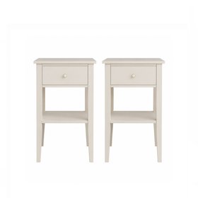 Pair of One Drawer Bedside Table - Abbey Pale Ivory Range