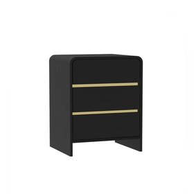 Black 3 Drawer Bedside Table - Meridian Black Range