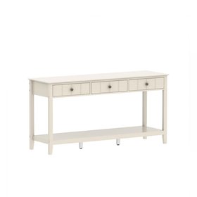 Large 3 Drawer Console Table with Shelf - Padstowe Ivory Range