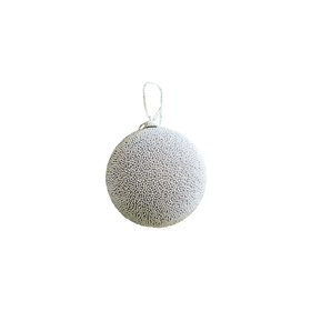 Set of 3 Silver Grey Beaded Baubles - 8cm