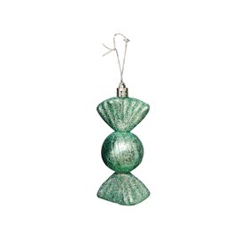 Set of 3 Sage Green Glitter Sweet Shaped Bauble Decorations - 11cm