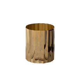 Large Shiny Gold Metal Fluted Planter / Waste Bin - 18cm
