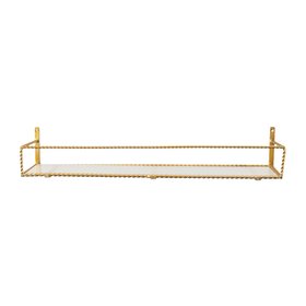 Large Gold Twisted Rope Design Wall Shelf with Frosted Glass Shelf