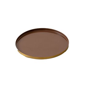 Round Metal Cappuccino Brown & Gold Display Tray