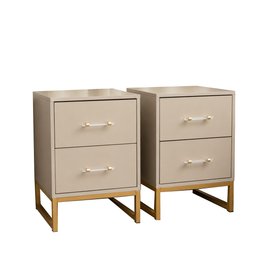 Pair of Two Drawer Bedside Tables - Liana Taupe Range
