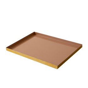 Large Metal Rectangular Mocha & Gold Display Tray