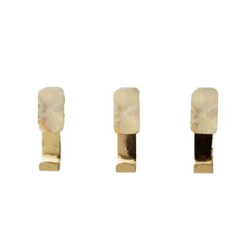 Set of 3 Cream Marble & Gold Wall Hooks